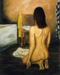 Baby's bath | French pastel on Ingress Paper - 26 x 20 inch